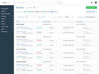 SpokeHealth admin members screen 1